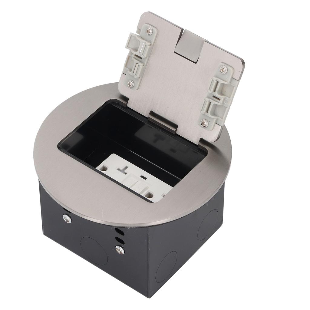 Bodeneinbaudose 20A Doppel 3-polige Standardsteckdosen Edelstahl Rund Elektrische Steckdose