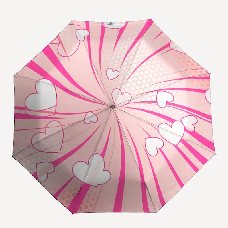 1pc Heartburst Pattern Automatic Folding Umbrella - 8-Rib Durable Iron Frame, Compact Portable for Daily Travel Yy251205050