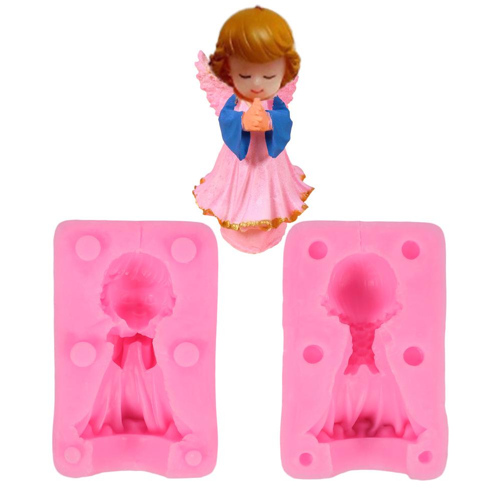 3D  Angel Girl Boy Candle Silicone Mold Lollipop Soap Mold Drop Mold Baking Cake Silicone Mold Candle Making  Body Mold