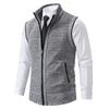 Men's Autumn/Winter Fleece-Lined Knit Sweater Vest with Stand Collar