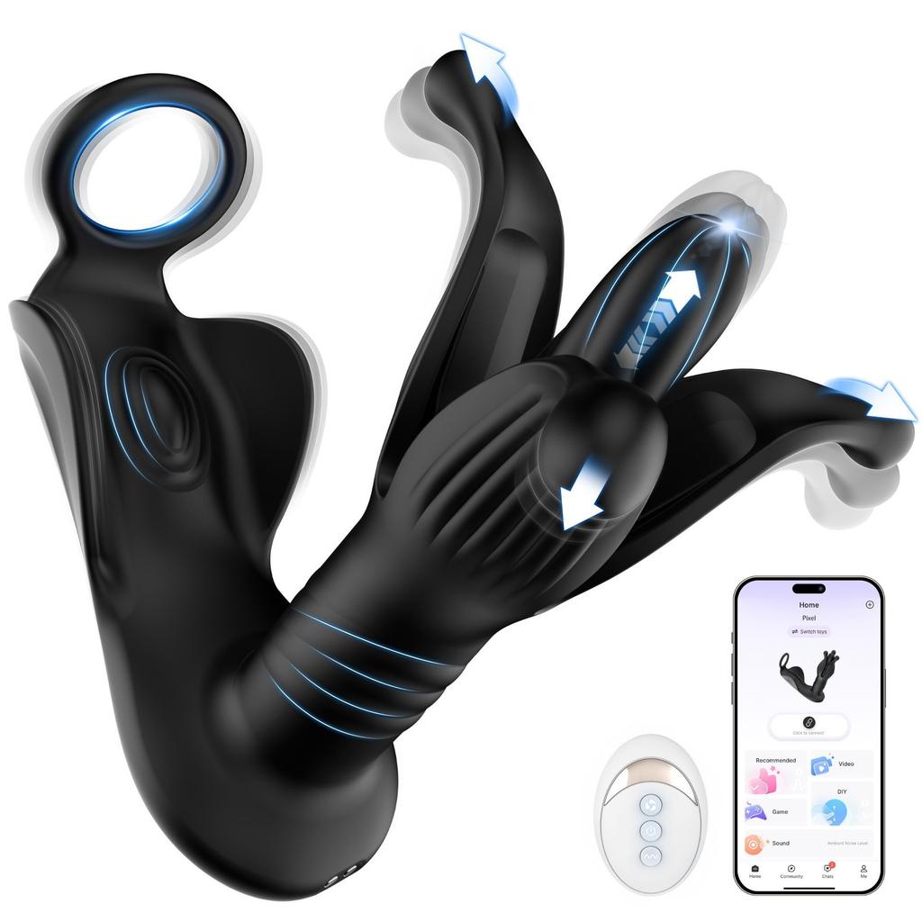 Expansion of Anal Plug Extension and Contraction of Prostate Gland Orgasmic Massage Vibrator Wireless Remote Control for Adults