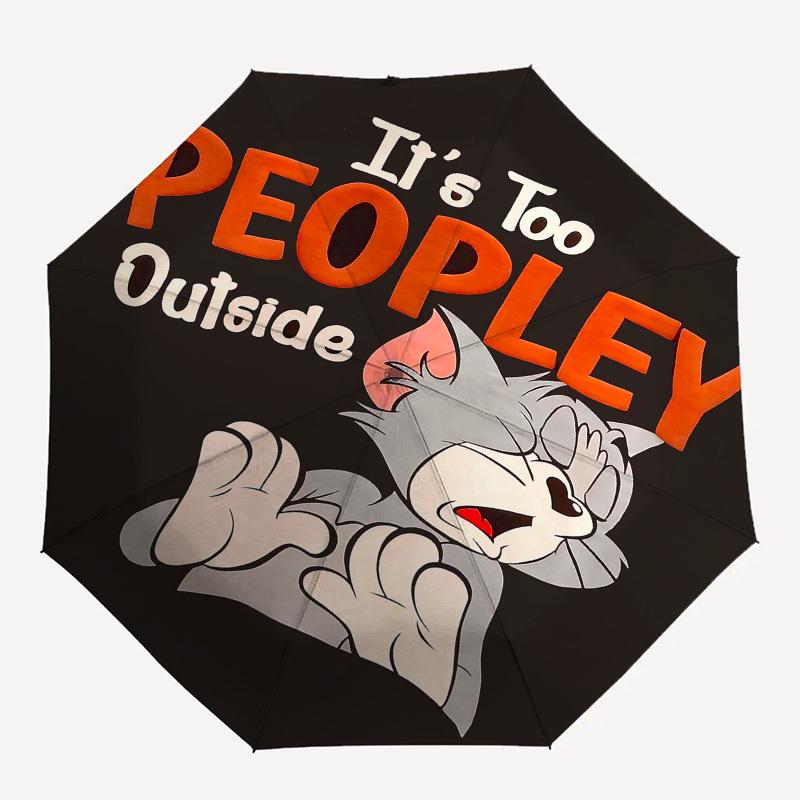 

1pc Tom and Jerry Peopley Automatic Open/Close Umbrella with 8-Rib Windproof Canopy10232