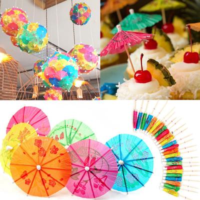 DIY Summer Cocktail Parasols Picks Drink Umbrellas Hawaiian Tropical Juice Stirrers Fruit Sticks Luau Hawaii Beach Party Decor
