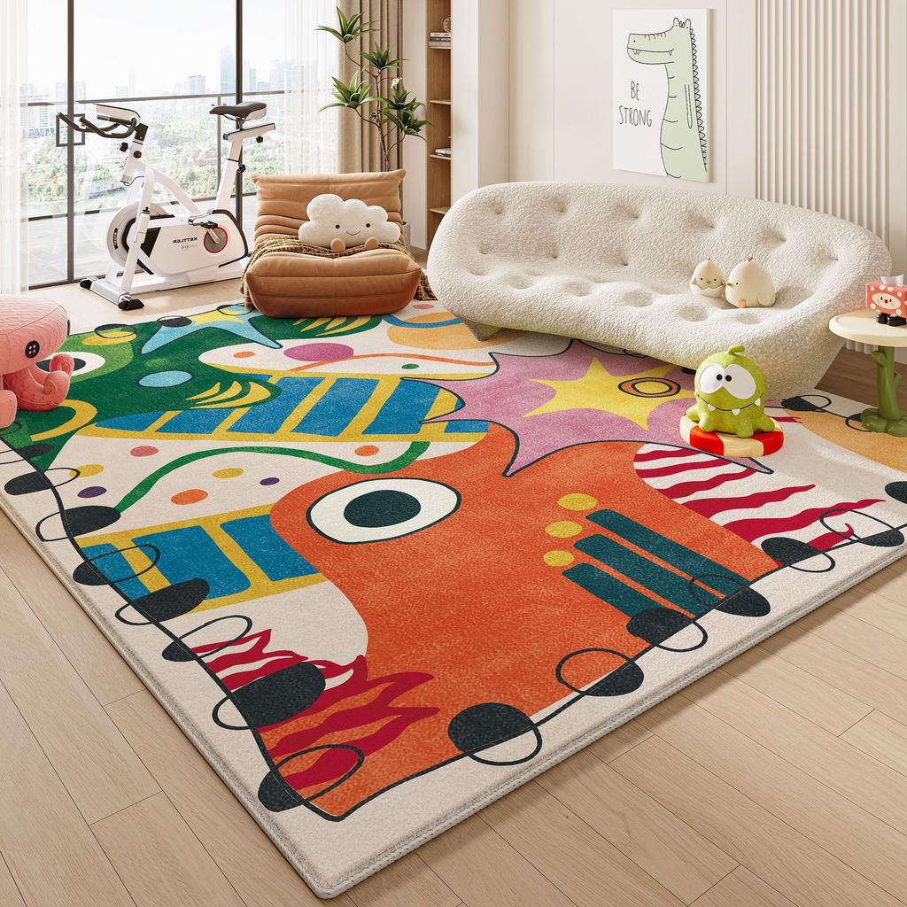 Kids Cartoon Carpet Mat Rug Colorful Monster Flower Pattern Soft Non-slip Floor Mat for Children's Playroom Home Decoration
