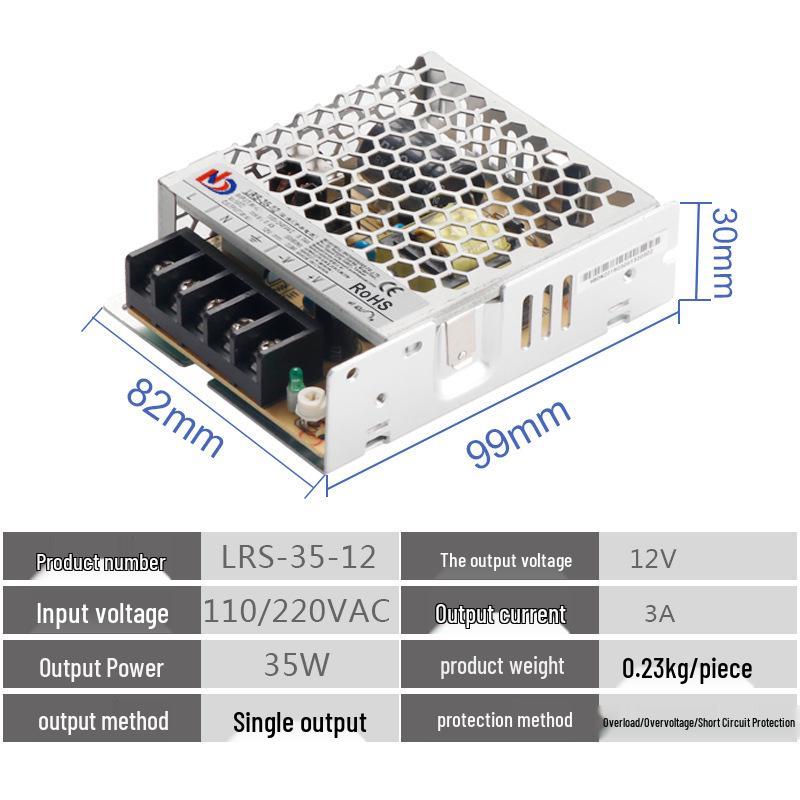 Ultra-thin Compact Switching Power Supply, 35W-12V/24V, for Communication & Industrial Control Equipment