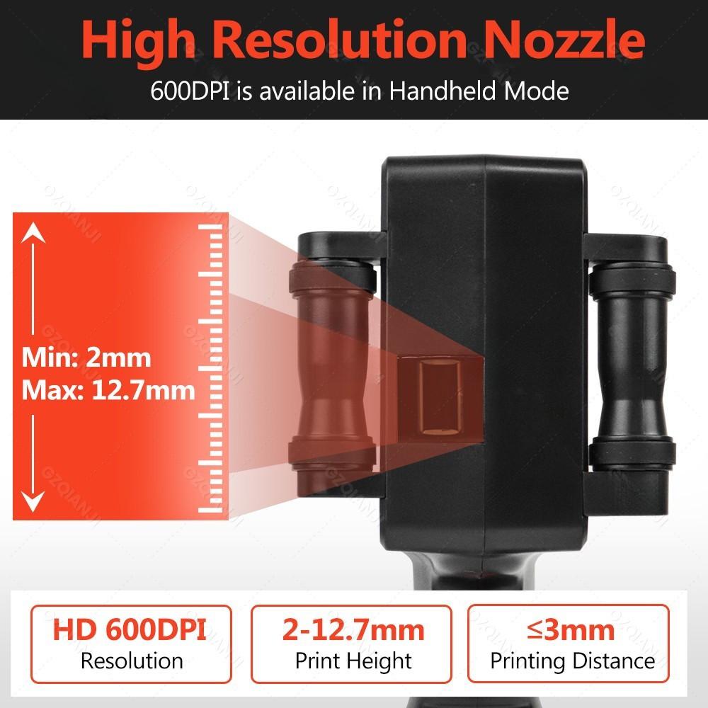 2-12.7mm Adjustable Printing Size Handheld Inkjet Printer 4.3inch Resistive Touch Color Screen Digital Automatic Coding Machine