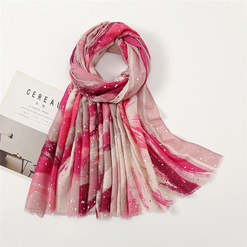 Silver Glitter Geometric Fringe Viscose Shawl Scarf High Quality Print Soft Wrap Pashmina Stole Bufandas Muslim Hijab 180*90Cm