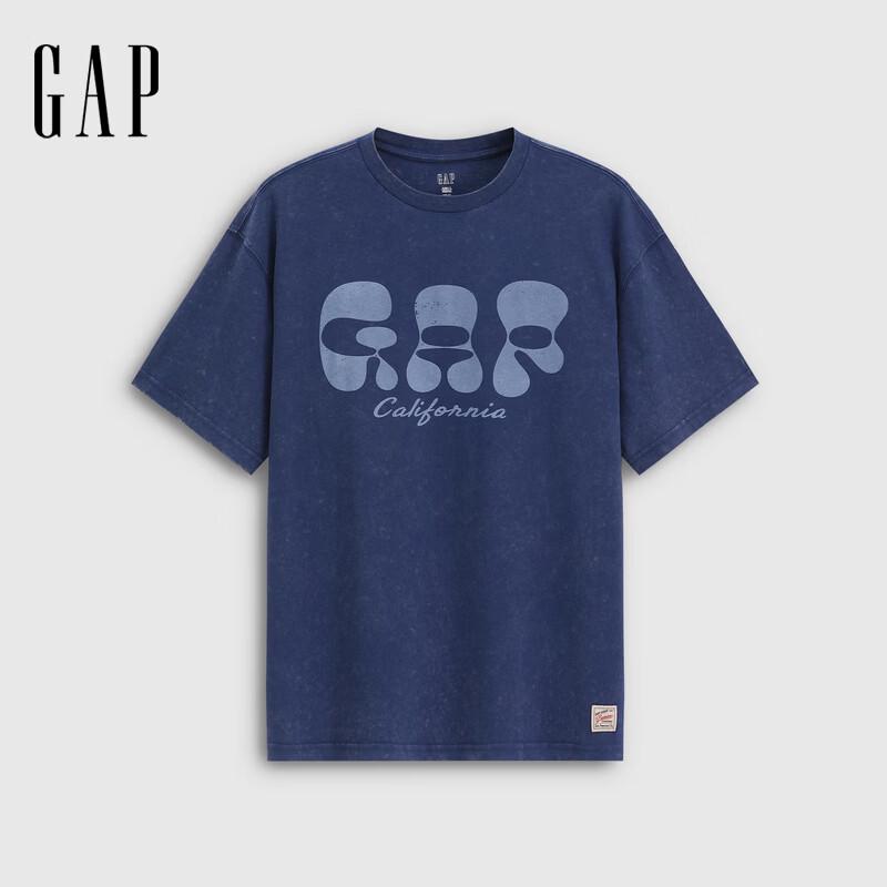 GAP Unisex Washed Logo Print Loose Short Sleeve T-Shirt 185/104A