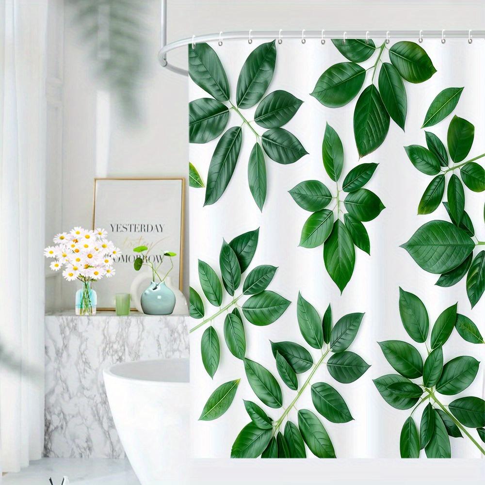 Modern Green Leaf Shower Curtain HD Print Oxford Cloth Waterproof with Grommets Bathroom Decor Home Hotel Durable Polyester
