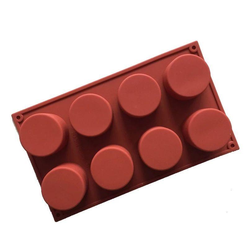 

WTEMPO 1 шт., 8 полостей, простая цилиндрическая форма для торта, креативная форма для печенья, шоколадного мусса, домашняя DIY форма для мороженого, кубиков льда, конфет, силиконовая форма 28.6*16.5cm кирпич красный
