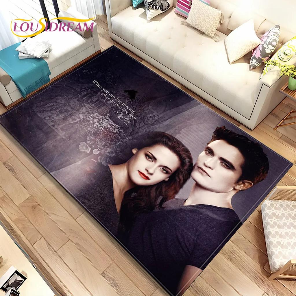 Tapete de Área Impresso em HD Saga Crepúsculo Grande, Tapete para Sala de Estar Quarto Sofá Capacho Decoração, Tapete de Chão Antiderrapante para Crianças