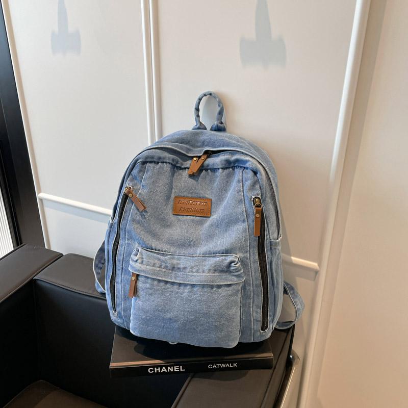 Large Capacity Denim Backpack Women's Backpack Student Travel School Bag