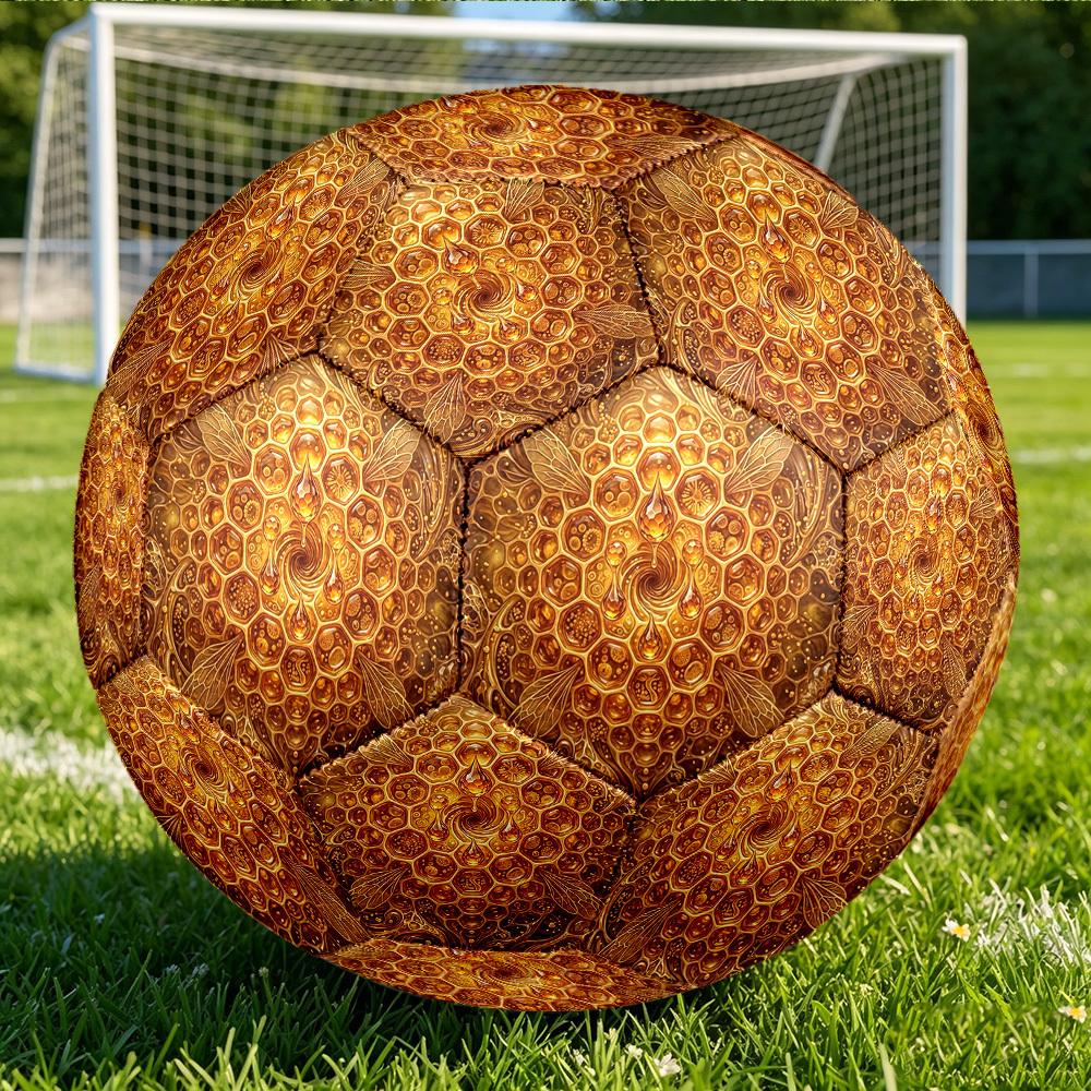 1pc Honeycomb Bees Themed Soccer Ball, Size 5, Lightweight PVC Material, Outdoor Training Soccer Ball Gift. q62274