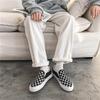 Spring Men Canvas Casual Shoes Trend Checkered Flat Skate Shoes Street Cool Slip-on Loafers