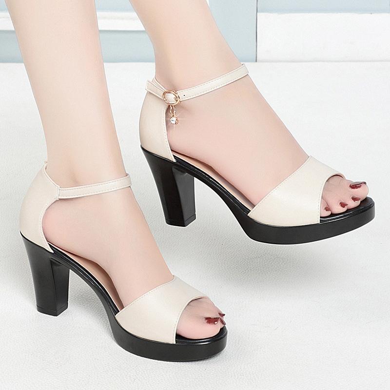 Ladies' New Style Sandals, All-match Hot Summer Fish Mouth Buckle Waterproof Platform High Heels