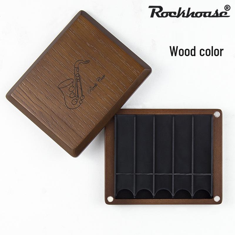 ROCKHOUSE Saxophone & Clarinet Reed Storage Box - Black Reed Case with Clips for Alto and Tenor.