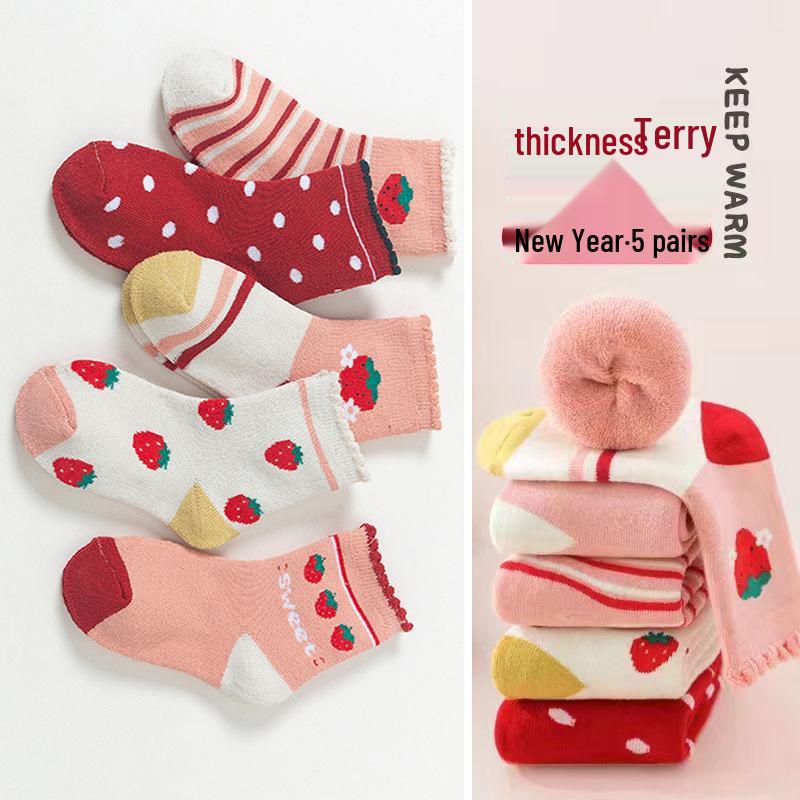Children's Pink Princess Socks: Autumn & Winter Lace Rabbit Design