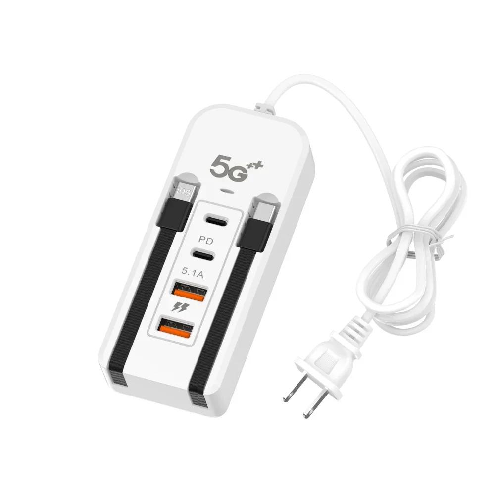 66W Fast Charging Multiport USB Charger PD Type C Phone Charger for IPhone Samsung Xiaomi Quick Charge EU US Plug Wall Charger