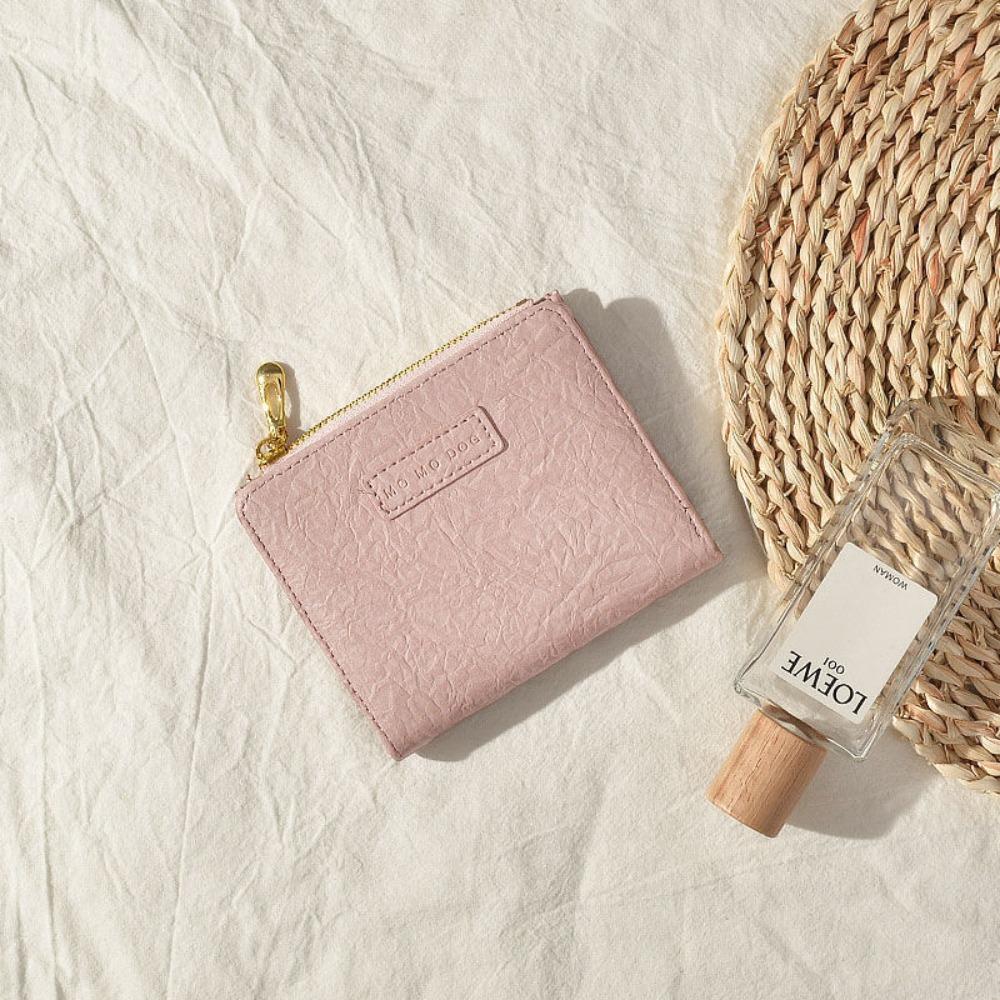 Women Mini Retro PU Leather Short Wallet Retro Fashion Coin Money Bag Ins Large Capacity Coin Purse