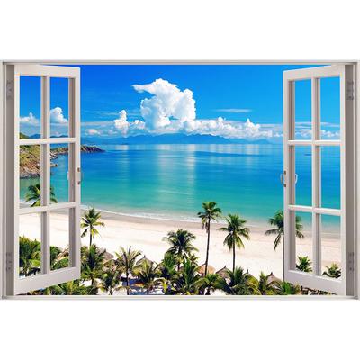 5D DIY cuentas cuadradas completas pintura de diamante paisaje mar playa ventana exterior mosaico 3d Diamante