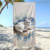 Watercolor Cute Cat Beach Towel Patterned Sunscreen And Windproof Suitable For Swimming Pool Camping Travel Blanket
