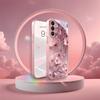 Pink Cherry Blossom Printed Tempered Glass Phone Case Suitable for Samsung Galaxy S26 S25 S24 S22 S21 S20FE/Ultra/Plus Anti Drop