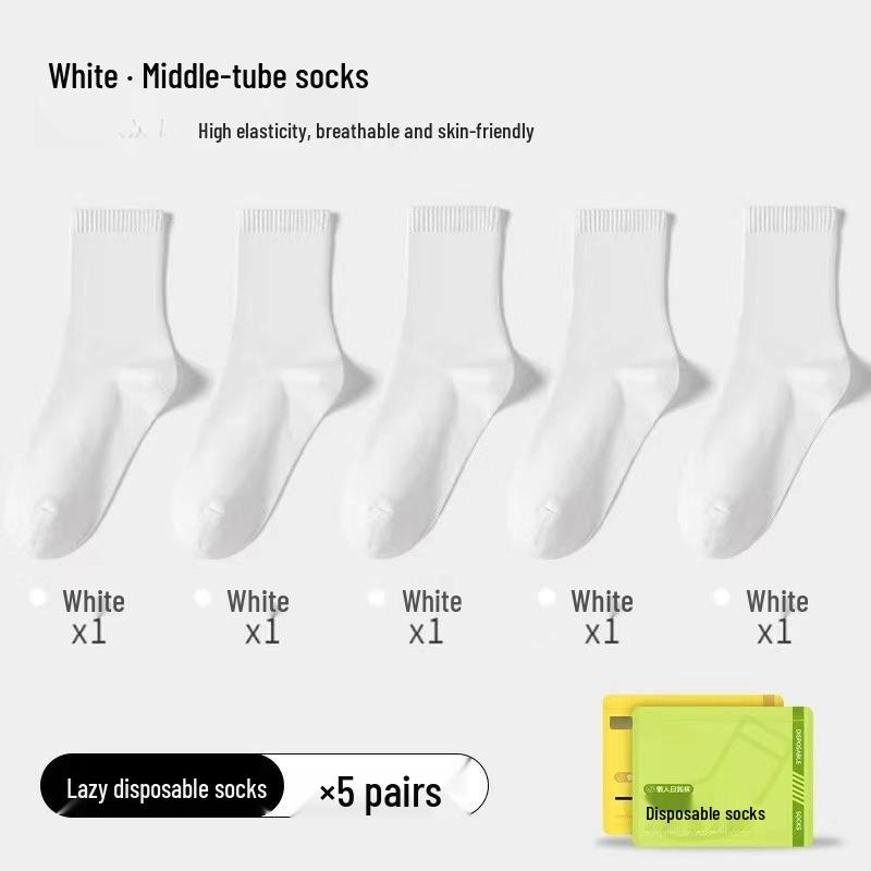 Odor-Resistant Unisex Disposable Socks for Autumn & Winter Travel - Black Mid-Calf