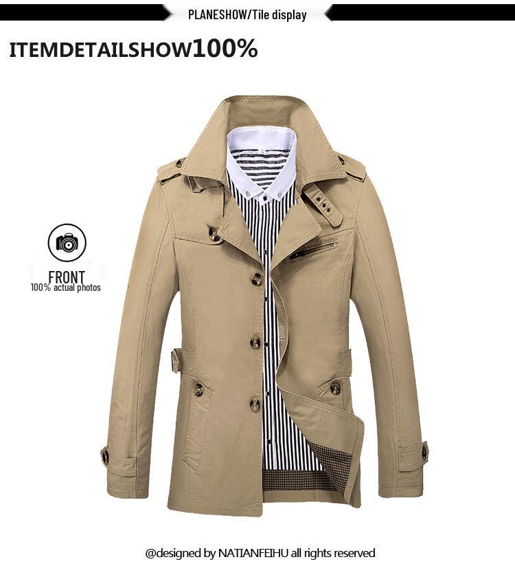 Men’s Autumn Casual Mid-Length Windbreaker Jacket - Trendy Plus Size Outerwear for Business