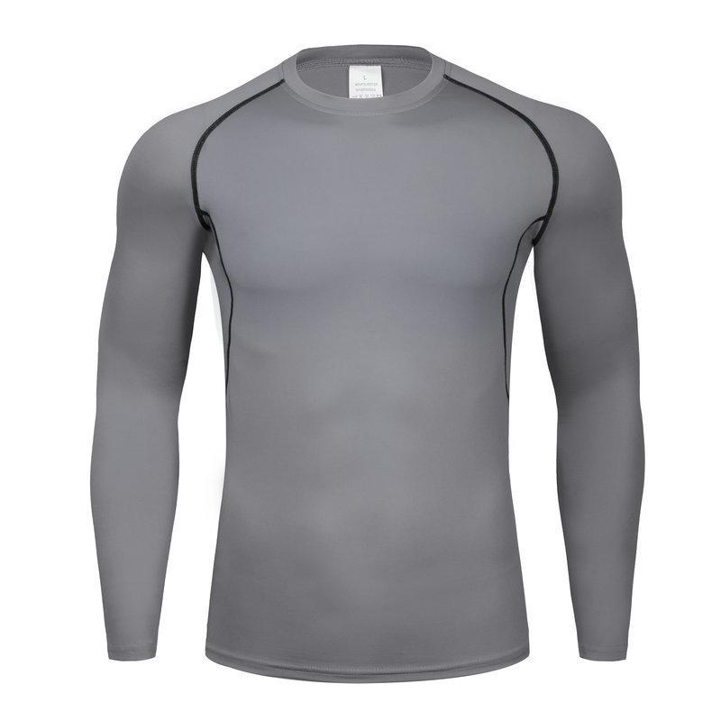 Solid Color Long Sleeve Quick-Dry Athletic Base Layer - Breathable, Elastic, Sweat-Wicking for Running, Basketball, and Football.