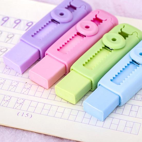Push-Pull Retractable Eraser for Students Artists Clean Erasing Low Dust Refillable Eraser Cute School Supplies for Kids