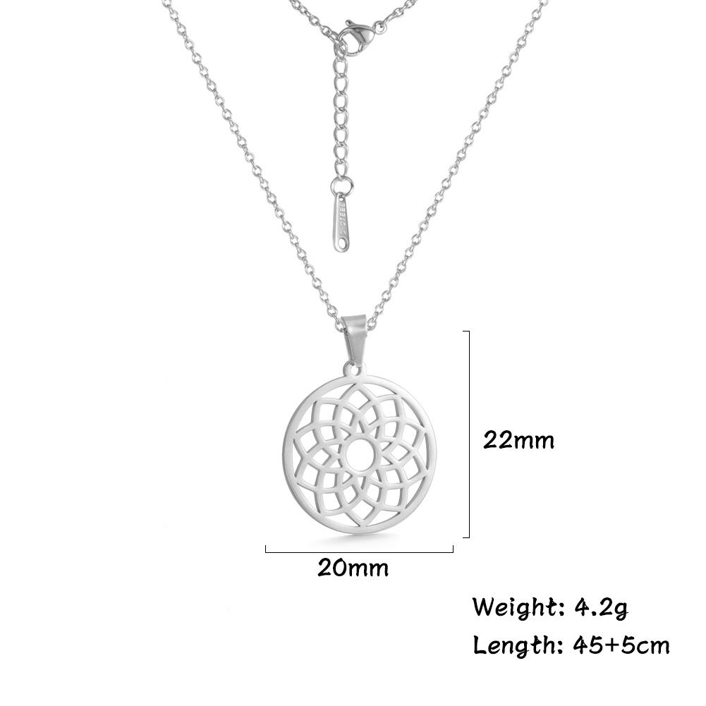Flower of Life Sacred Geometry Necklace Stainless Steel Mandala Neck Chain Women Men Viking Vintage Universal Spiritual Jewelry