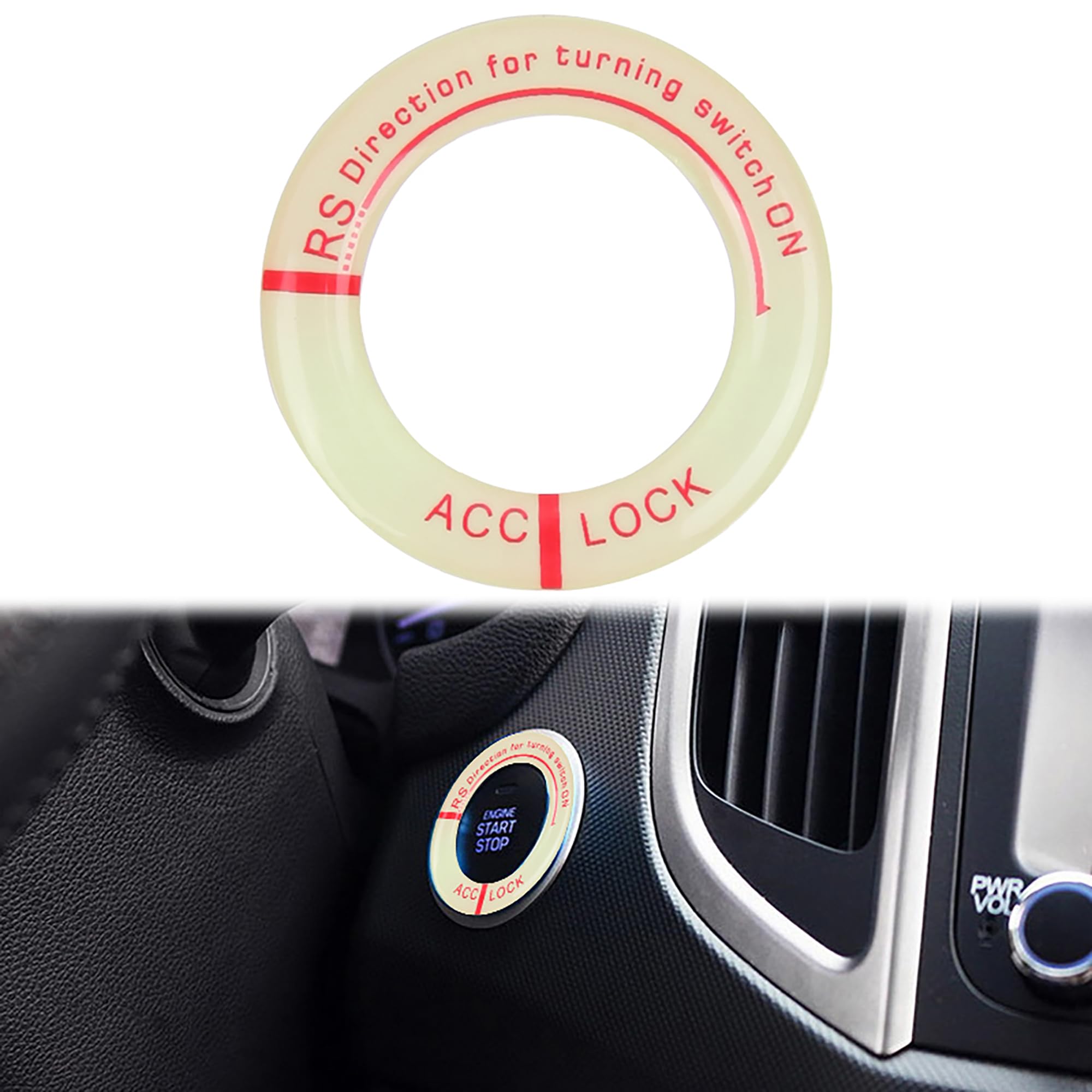 

AAGWW Car Start Switch Cover, Engine Start Button, Luminous Decoration, Ring, Stick-On, Easy Installation (Design: Red, 1 Piece)