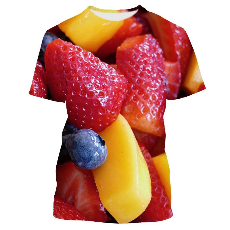 Früchte Beeren Muster Herren T-Shirt Lässig Herren Weich Locker Kurzarm Kleidung Modisch Streetwear Lustig Rundhals Oberteile