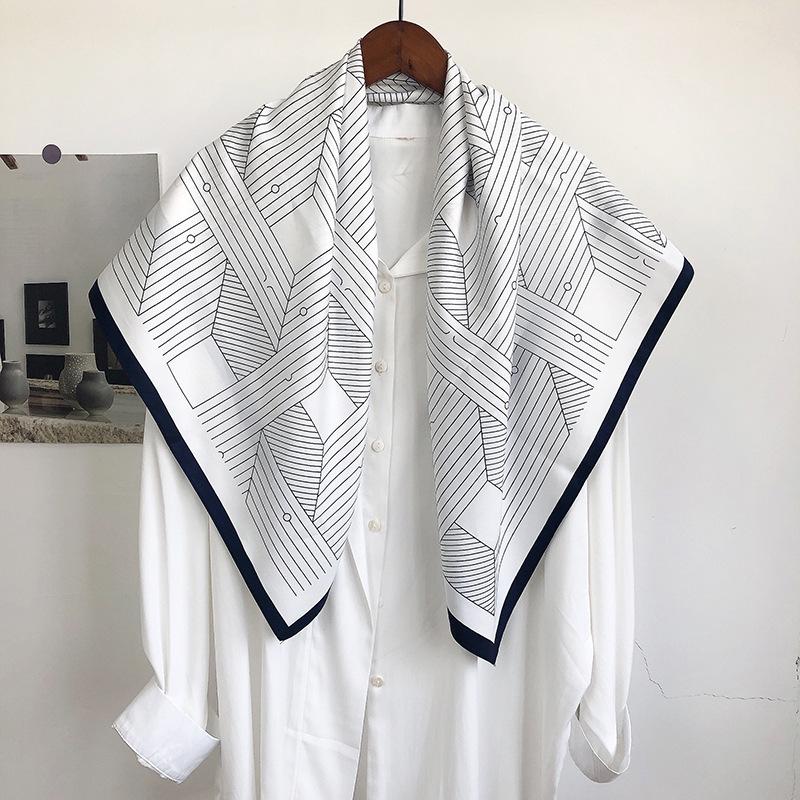 90CM Four Seasons Square Large Square Scarf Luxury Decorative Shirt Professional Headscarf Hairband Sunscreen Headscarf