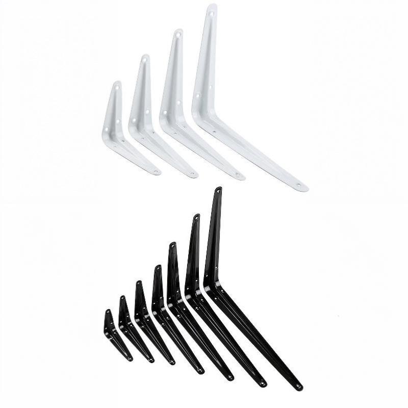 Triangular L Shaped Wall Mounting Bracket Corrosion Resistant Metal Support Bracket Black White for Garage Tool Shelf Organization