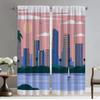 City Road Cartoon Kitchen Curtains 2 Pieces Blackout Curtain for Room 2 Panel Tulle for Bedroom Shades Halloween Decoration Home