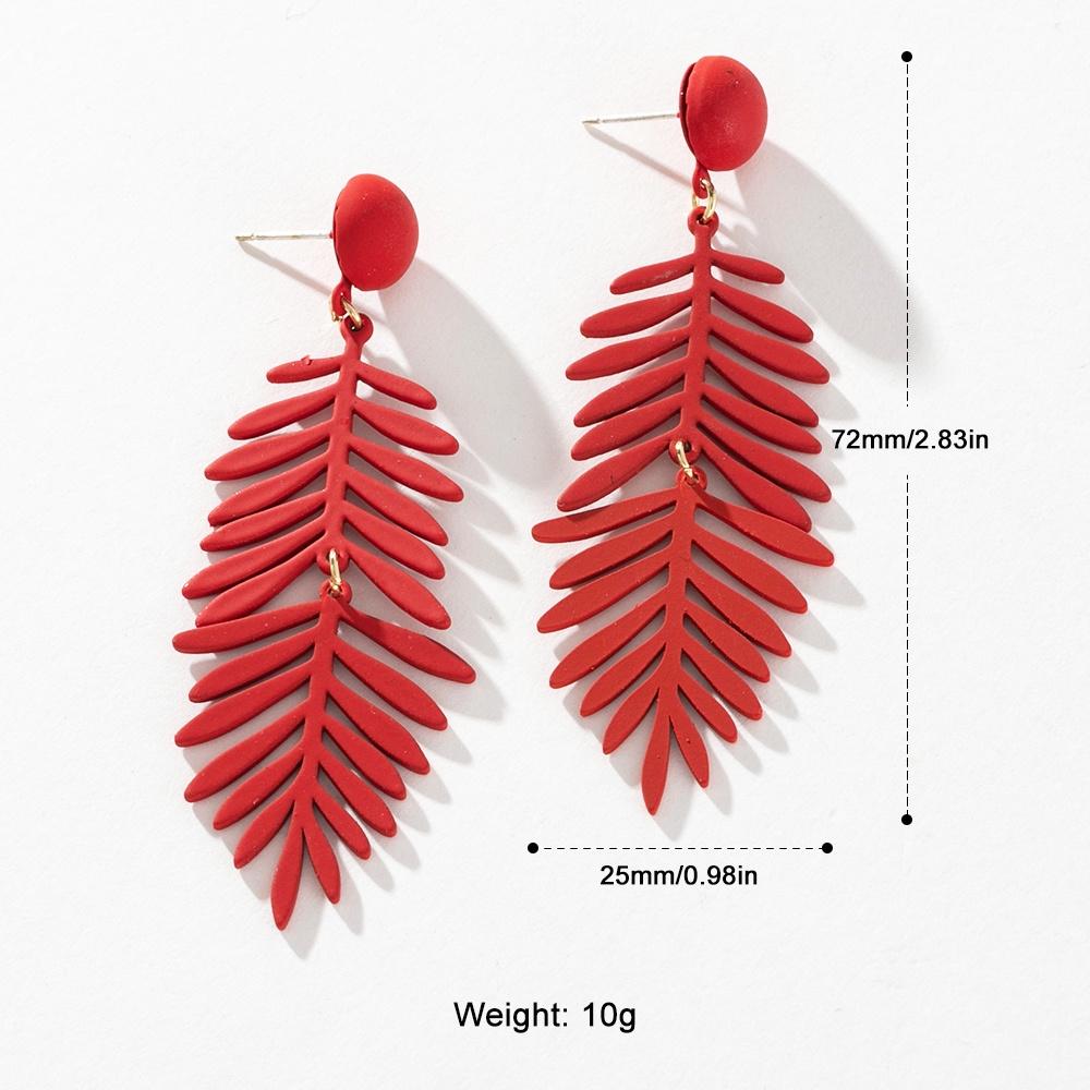 Pinkdudu Fashion Exaggeration Colorful Leaf Earrings Simple Candy-Colored Acrylic Stud Earrings for Women Jewelry Gifts PD901