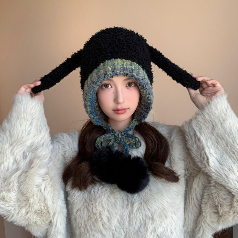 Cute Kids Knitted Bunny Ears Beanie With Warmth And Wind Protection