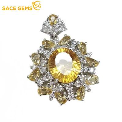 Pendant for Women 925 Sterling Silver 10*12mm Natual Citrine Pendant Necklace Wedding Party Fine Jewelry Gifts
