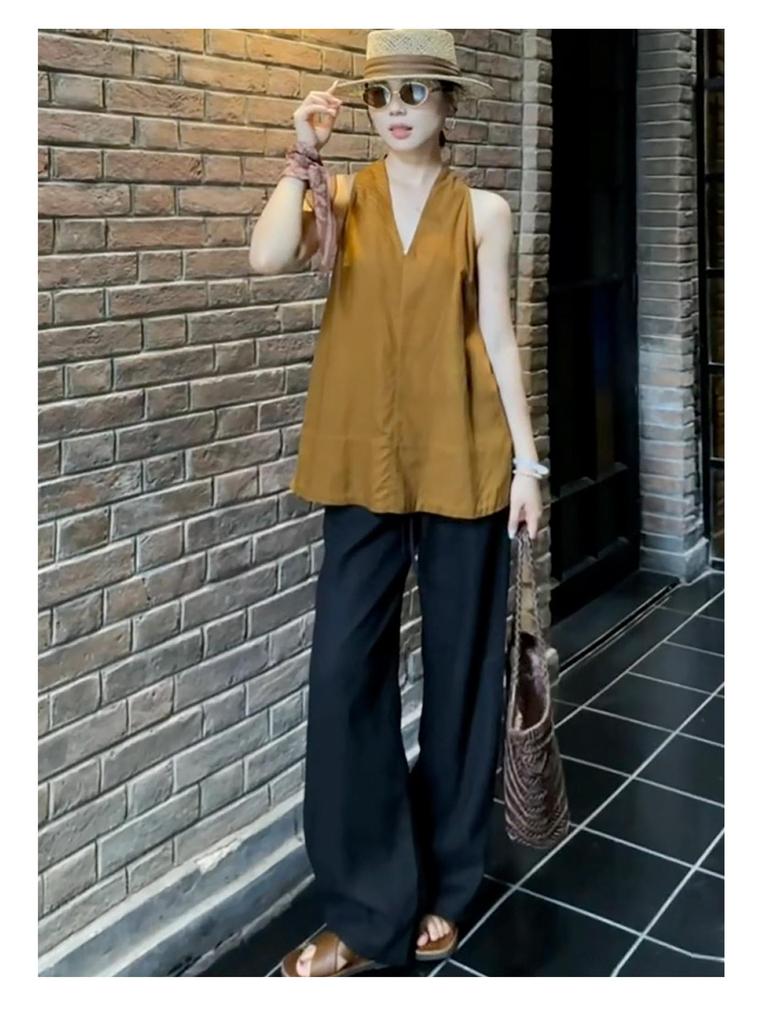 Women's Korean Style Loose Wide-Leg White Pants, Spring 2026 High-Waisted Straight-Leg Design