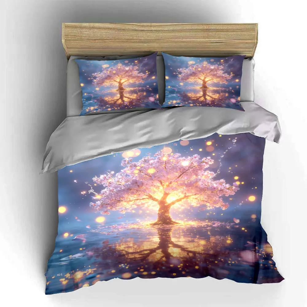 Glowing Tree Art Decoration Set Soft Comfortable Duvet Cover Bedding Set Included 1*Duvet Cover & 2*Pillowcases, Gift
