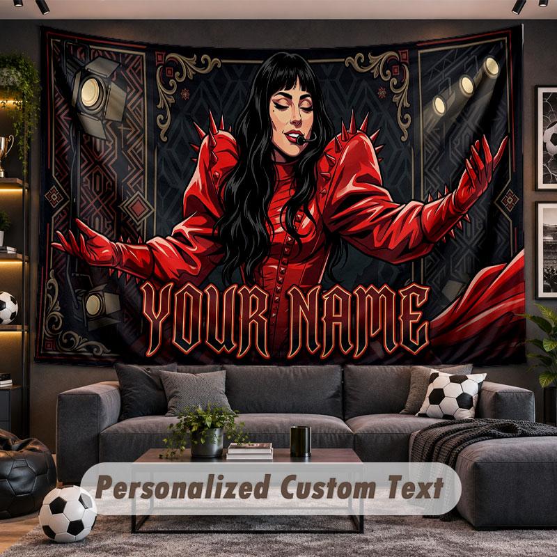 Wall Hanging Tapestry Custom NameLady Gaga Pattern Personalized Printed Fabric Wall Decor