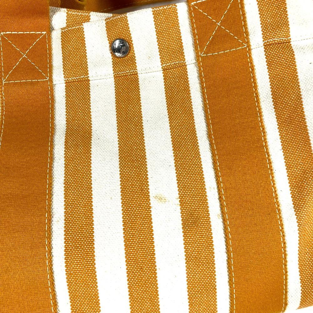 HERMES Border with pouch Cannes PM Tote Bag Hand Bag cotton yellow/White