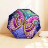 Colorful Butterfly Mandala Automatic Opening Folding Umbrella - Portable 3-Fold Design with 8-Bone Steel Frame, Perfect for Festivals, Trave
