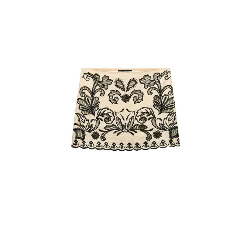 

Весна Новый Сексуальный V-образный вырез Вышитый воротник Короткий жакет 1821031 Мини-юбка с высокой талией 1821030 Skirt L