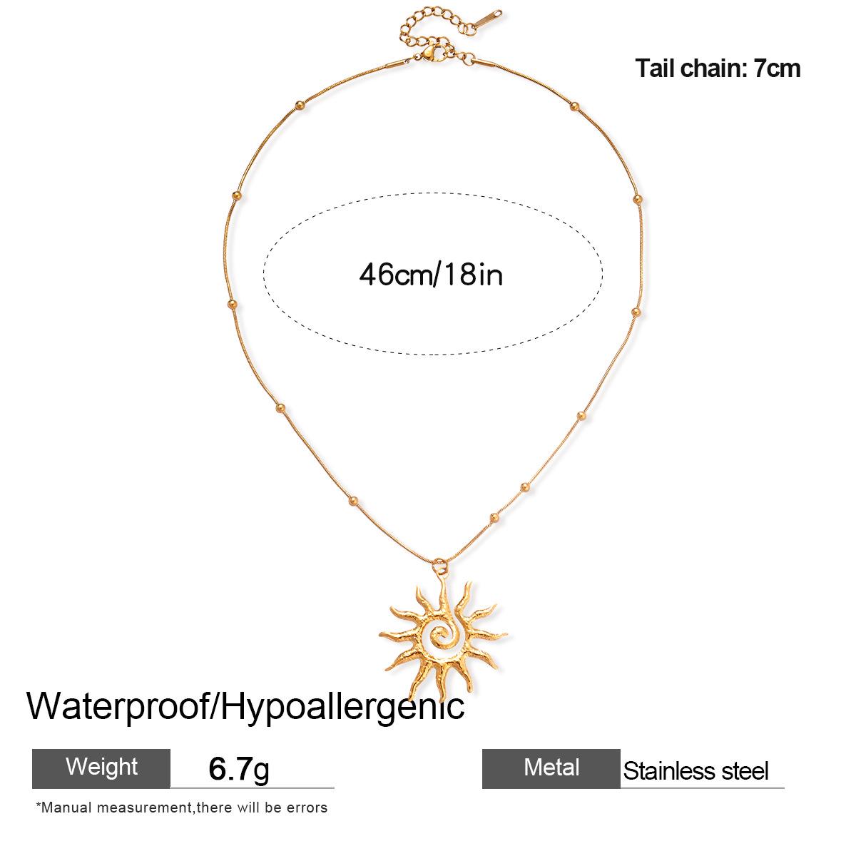 

Набір сережок-пусетів та намиста з нержавіючої сталі Сонце - Високоякісні універсальні прикраси