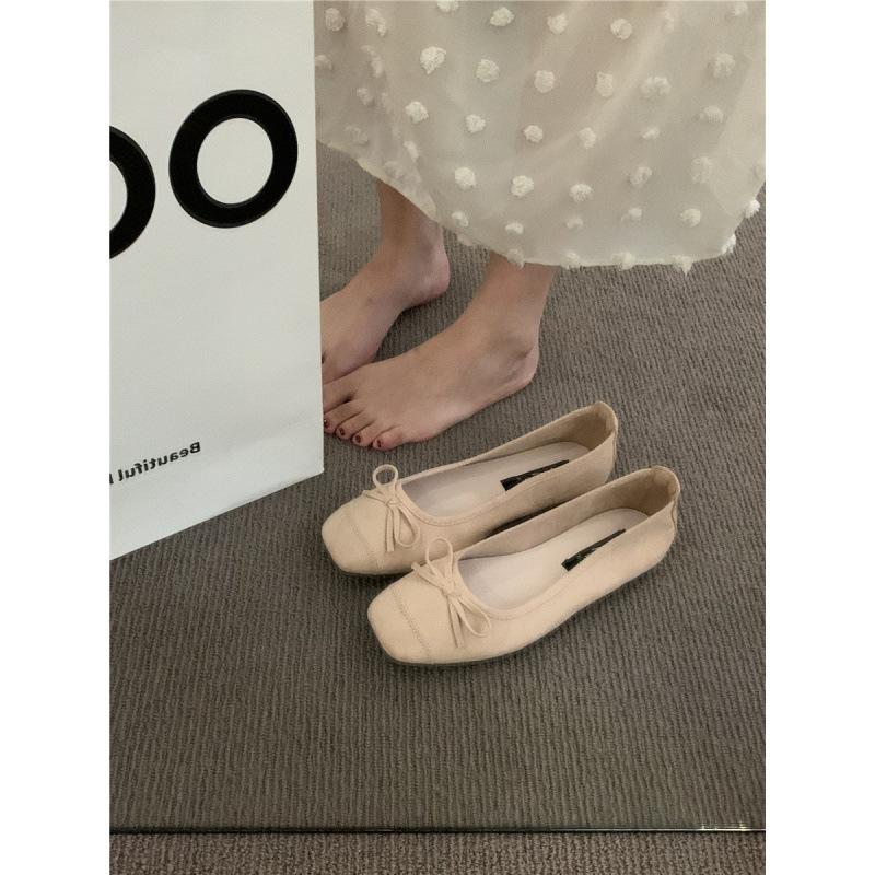 Evening bow flat bottom one pedal French single shoes soft sole grandma shoes gentle women's shoes autumn and summer light mouth shoes ladyshoes