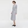 ELLE Women's French Pleated Twist Knot Long Sleeve Dress