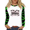 Women's T Shirt Halloween Print Long Sleeve Daily Fashion Basic Round Neck Raglan Sleeve Top