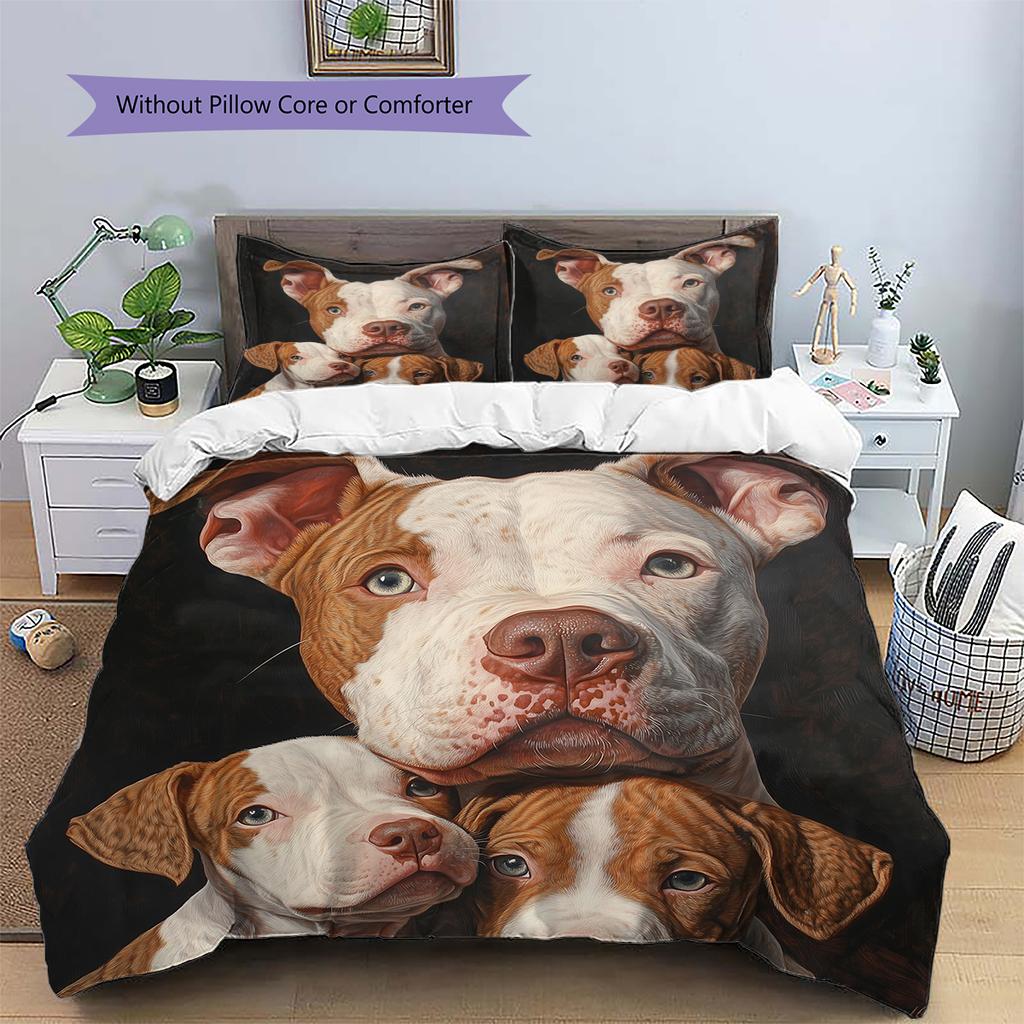 Pitbull Pattern Bedding Home Decoration Birthday Gift (1 * duvet cover + 2 * pillowcase, without core)